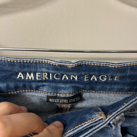 American Eagle Next Level Stretch Midi Ripped Jean Shorts - Picture 3 of 5